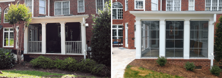 porch transformed to sunroom